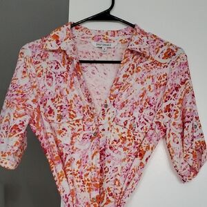 Emily Daniels Vibrant Button Down Shirt - Pink and Orange